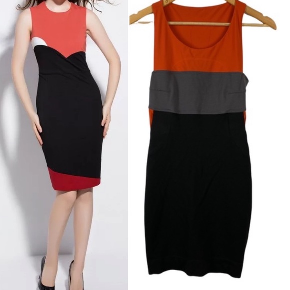 VPL Multi Color Blocks Bodycon Dress Gym Exercise Workout Dress Sexy Back S - Picture 1 of 10